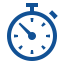 Blue clock icon on a white background