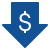 Blue downward arrow icon with a dollar sign on a white background