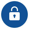 Blue circle with a white lock icon